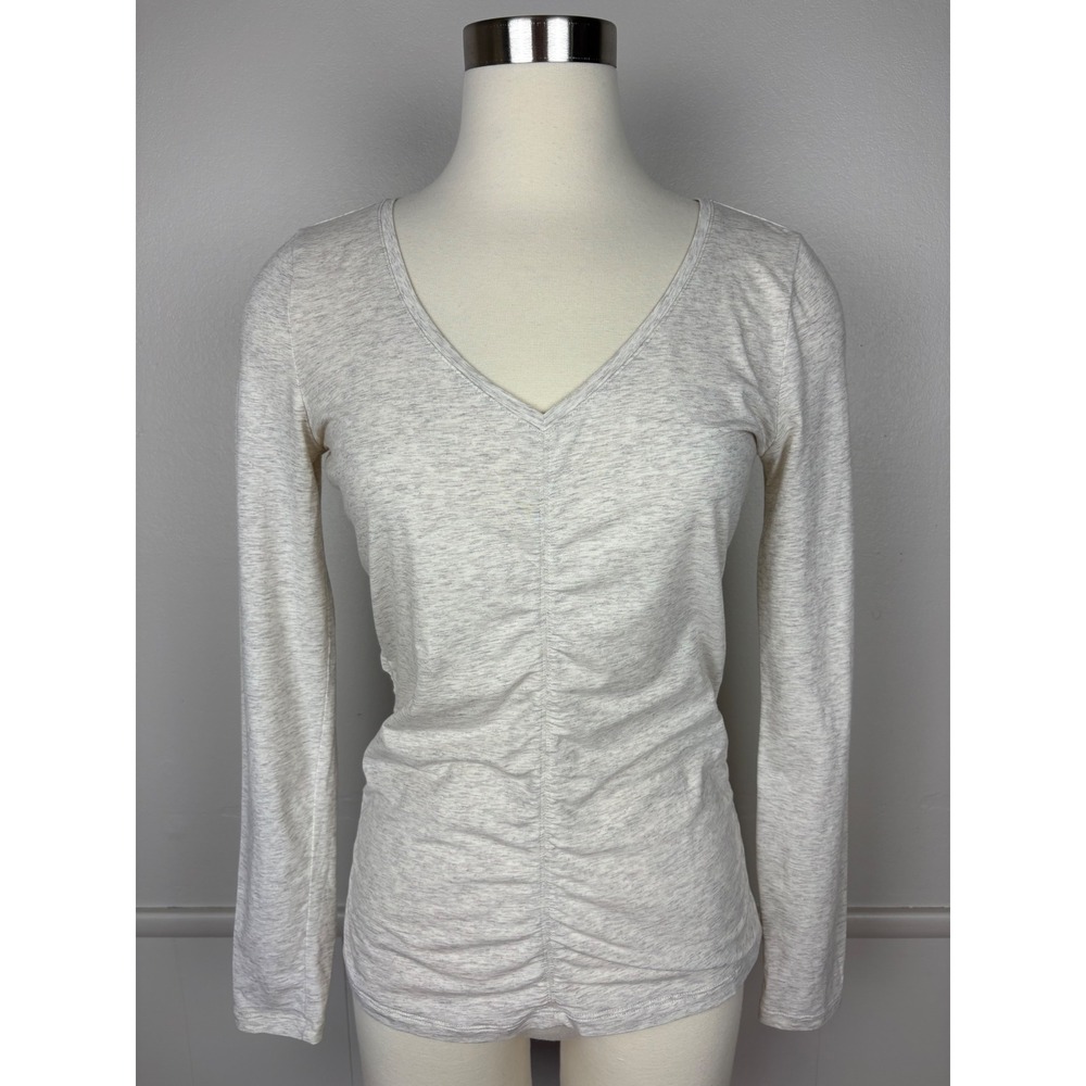 Athleta Womens Daydream Ruched Top Size S Heathered Beige Long Sleeve Athleisure